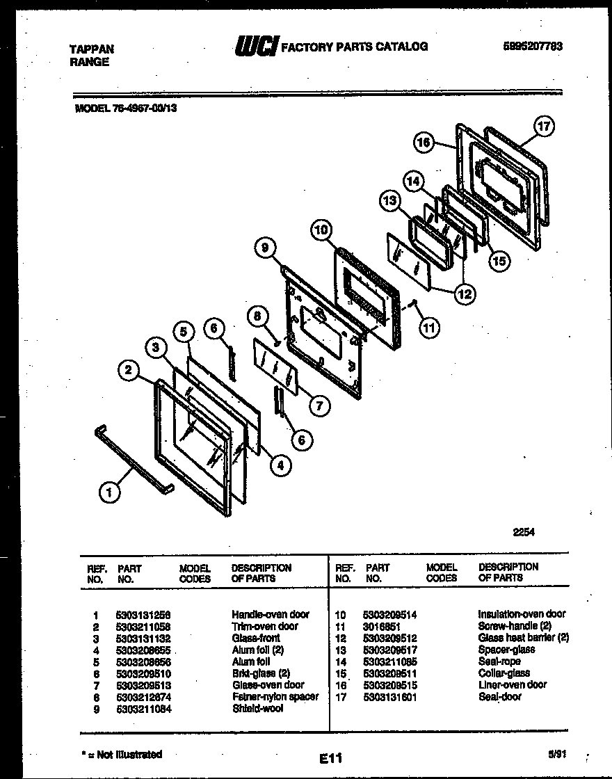 Lower oven door parts