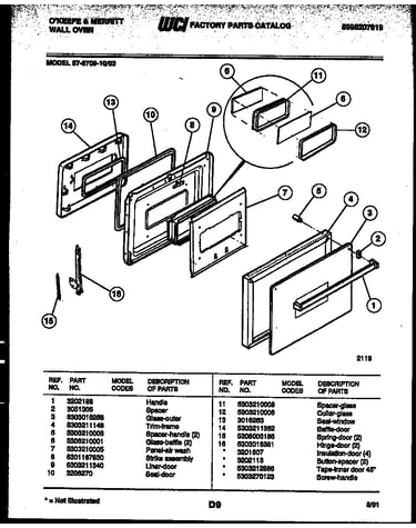 Lower oven door parts