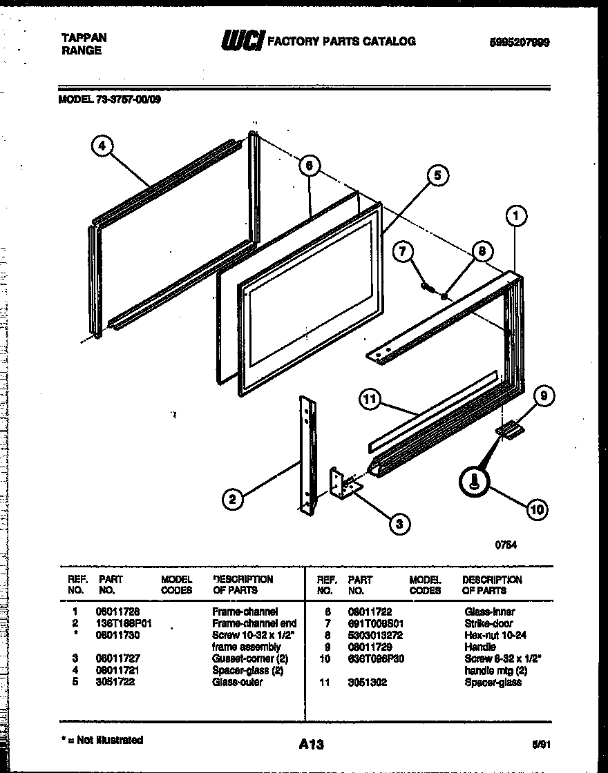 Upper oven door parts