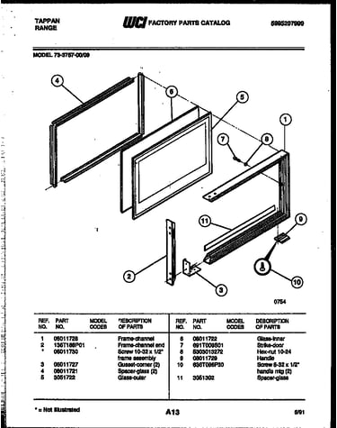 Upper oven door parts