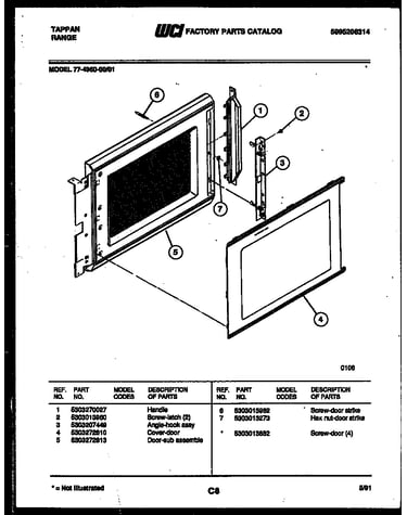 Upper oven door parts