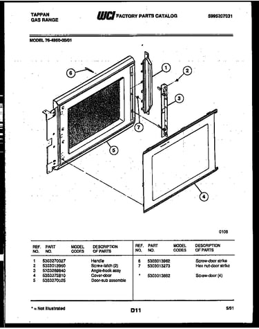 Upper oven door parts