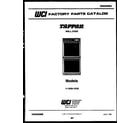 Tappan 11-2439-00-03 cover page- text only diagram