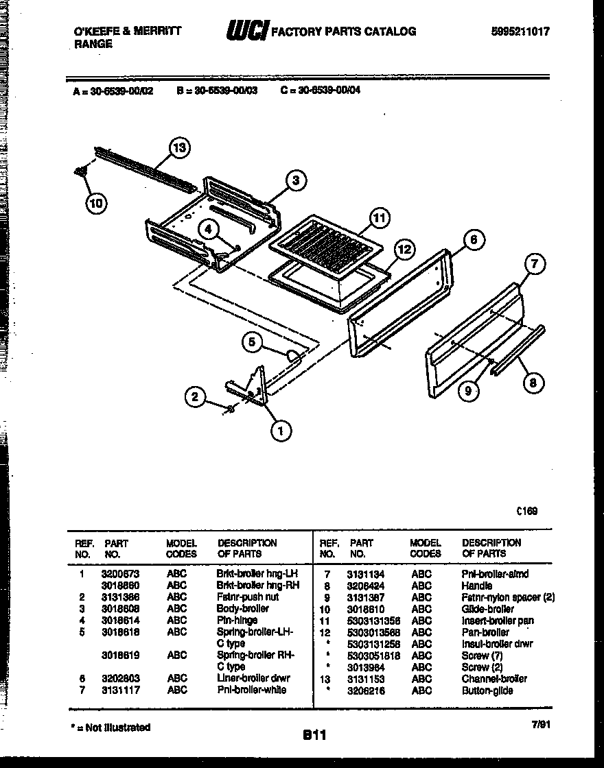 BROILER DRAWER PARTS