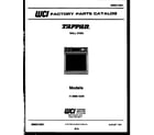 Tappan 11-4969-00-03 cover page- text only diagram