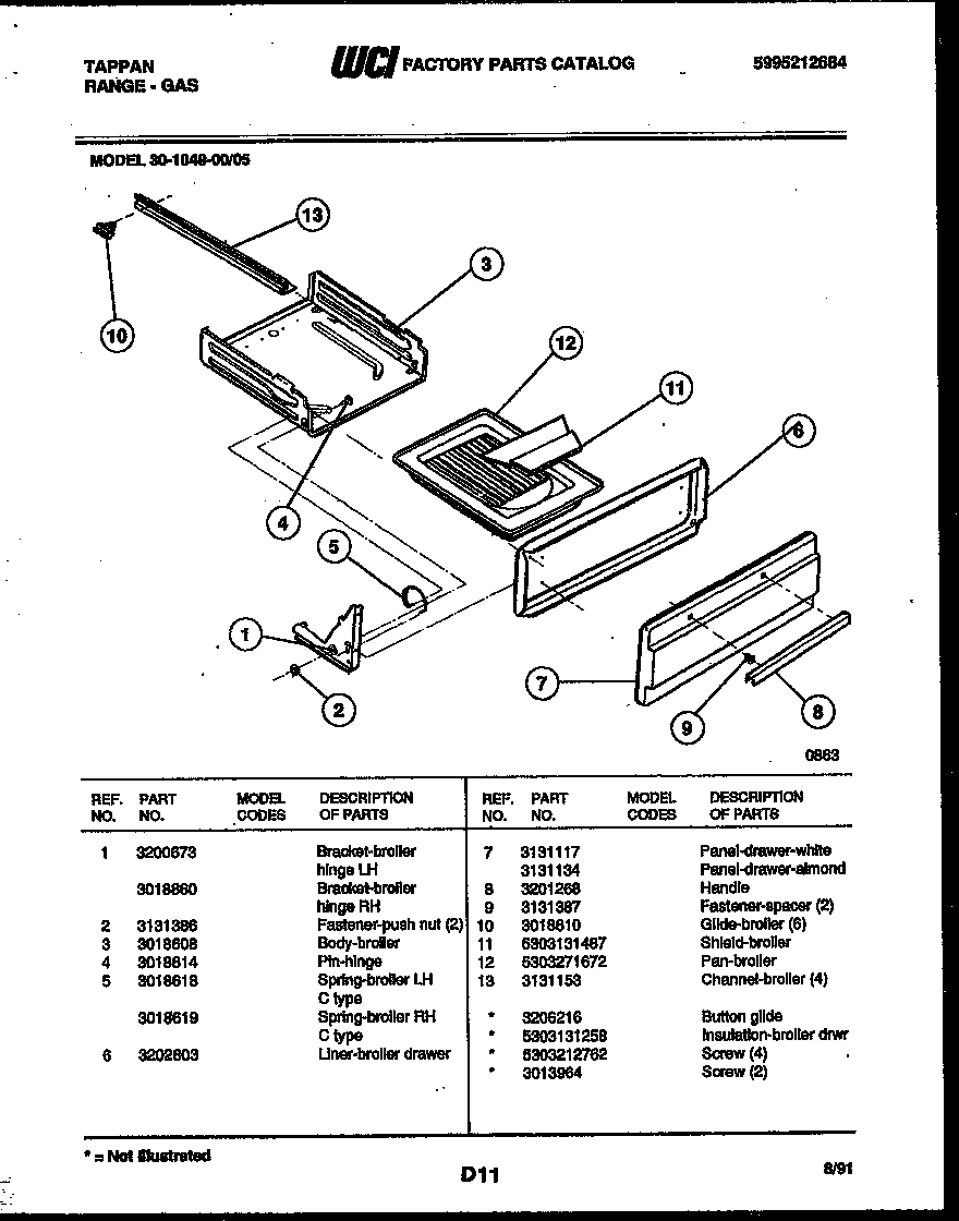 Broiler drawer parts