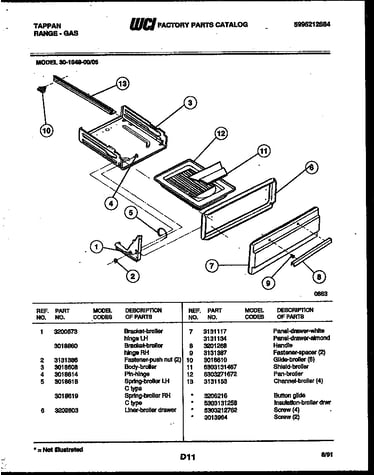 Broiler drawer parts