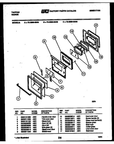 Lower oven door parts