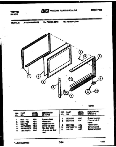 Upper oven door parts