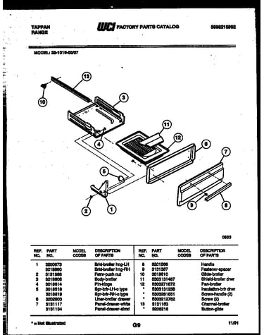 Broiler drawer parts