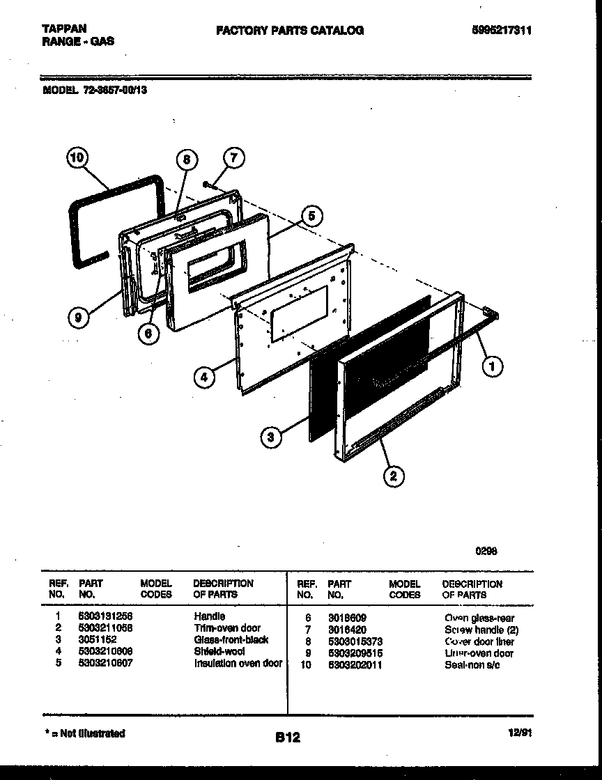 LOWER OVEN DOOR PARTS