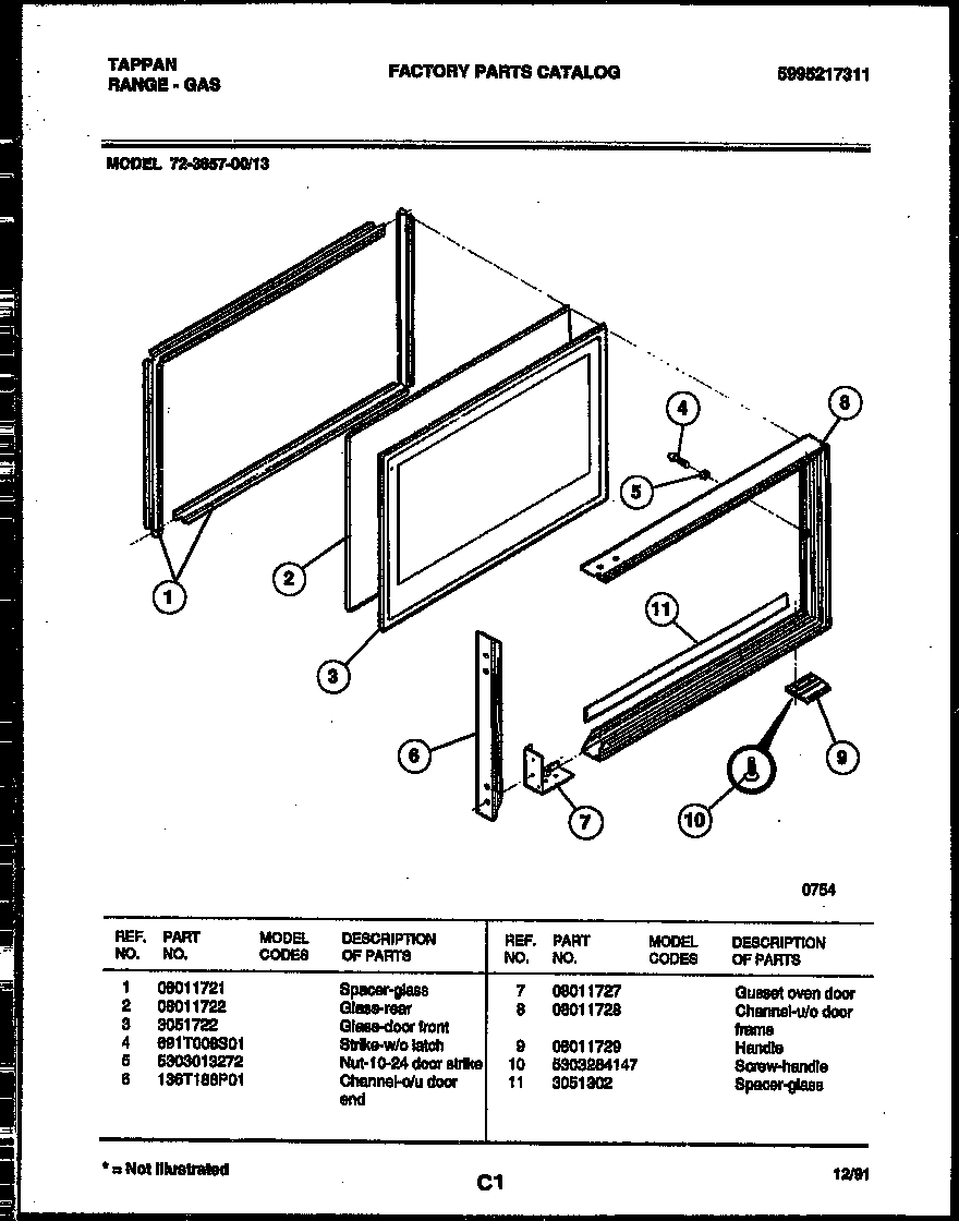 UPPER OVEN DOOR PARTS