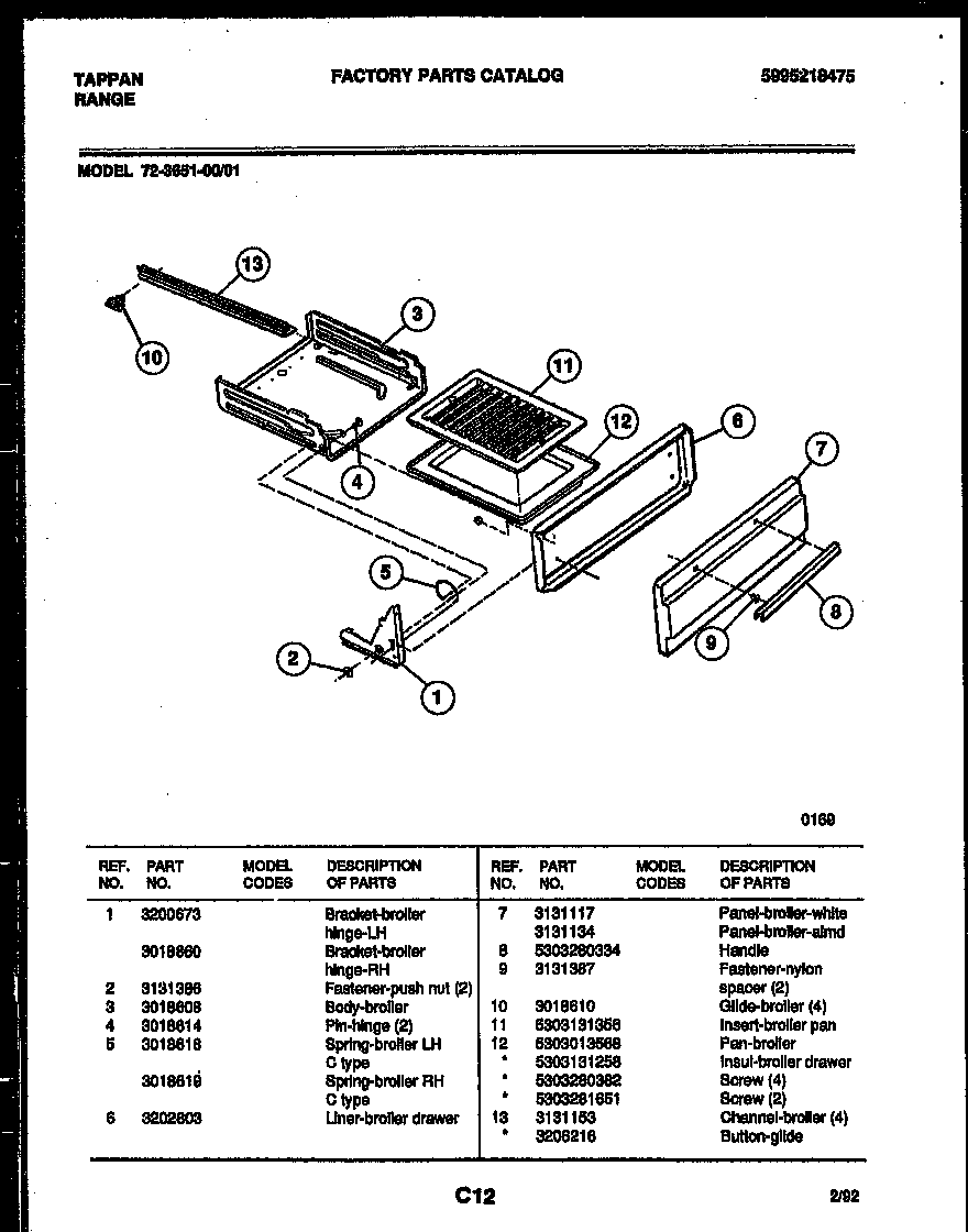 BROILER DRAWER PARTS