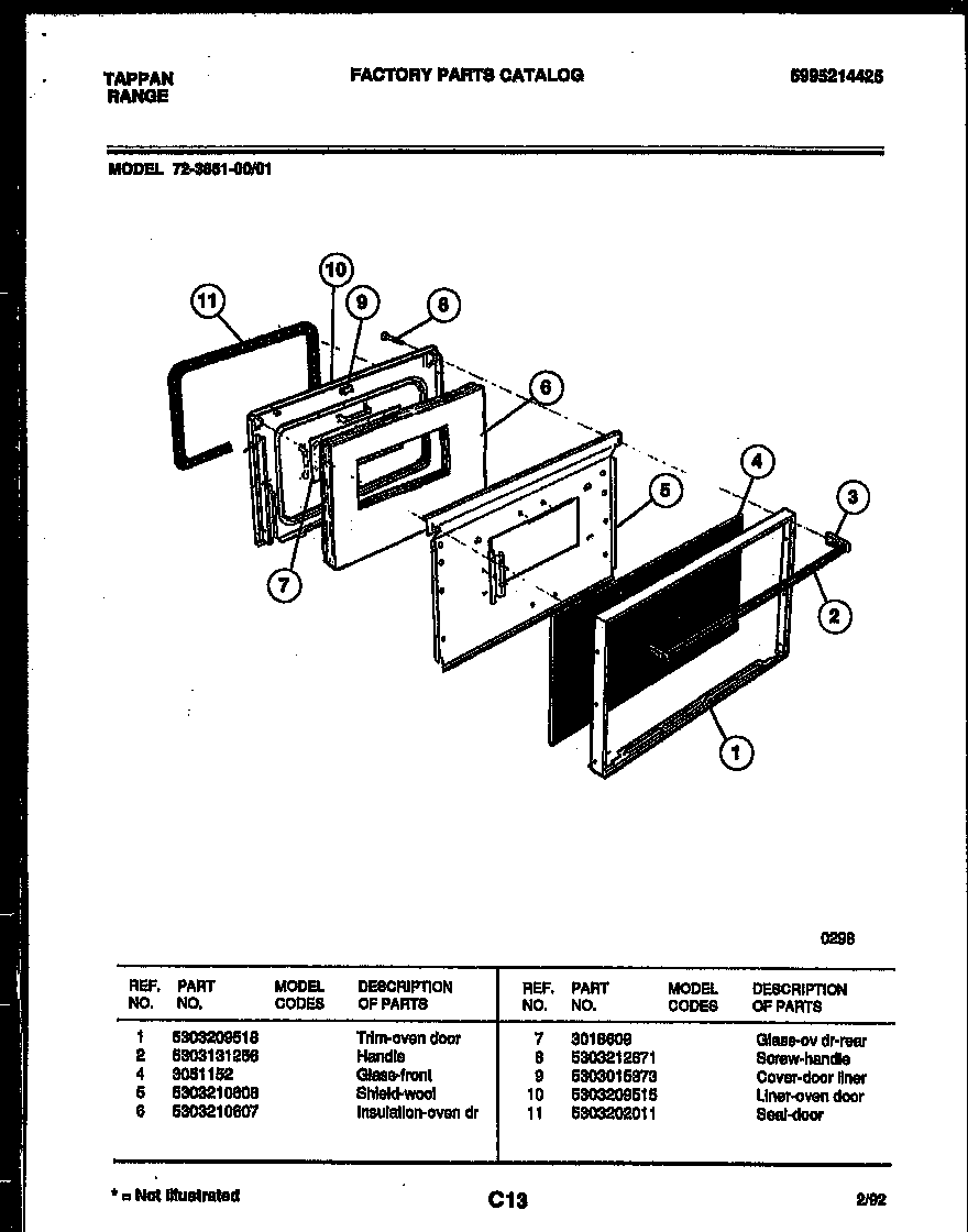 LOWER OVEN DOOR PARTS