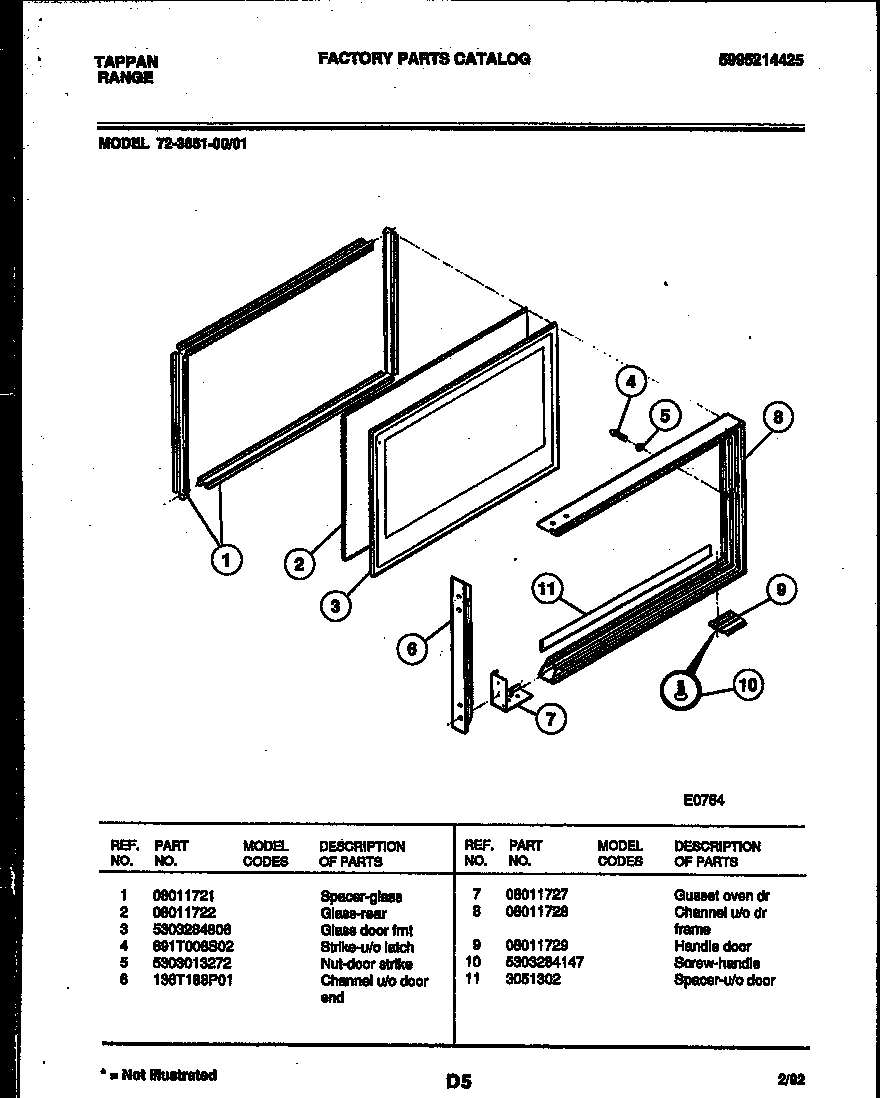 Upper oven door parts