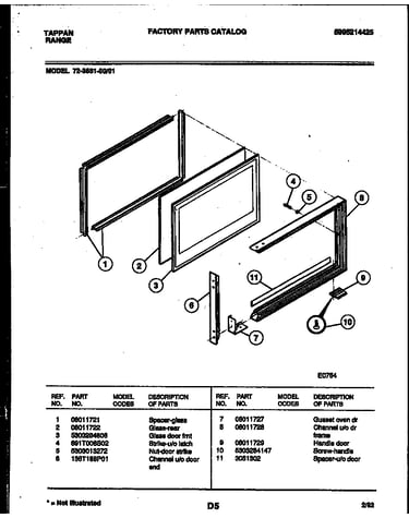 Upper oven door parts