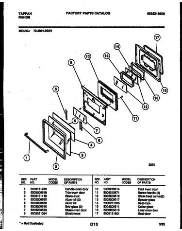 Lower oven door parts