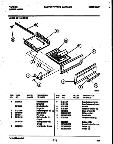 Broiler drawer parts