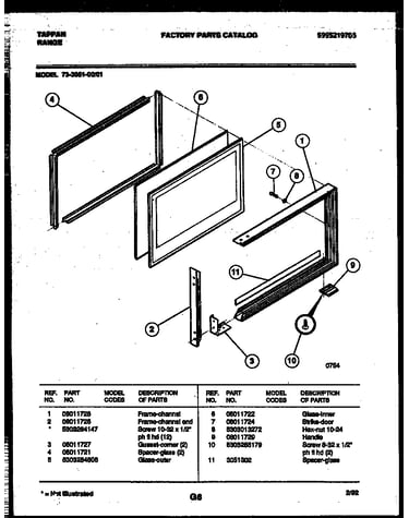 Upper oven door parts
