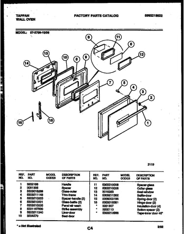 Lower oven door parts