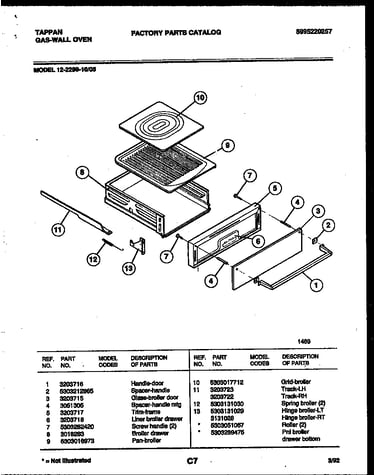 Broiler drawer parts