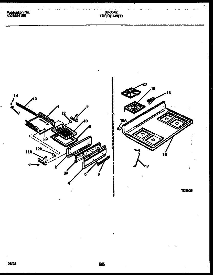 COOKTOP AND BROILER DRAWER PARTS