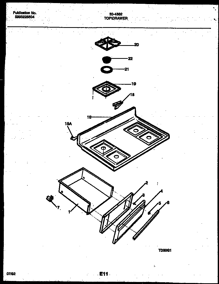 Cooktop and drawer parts