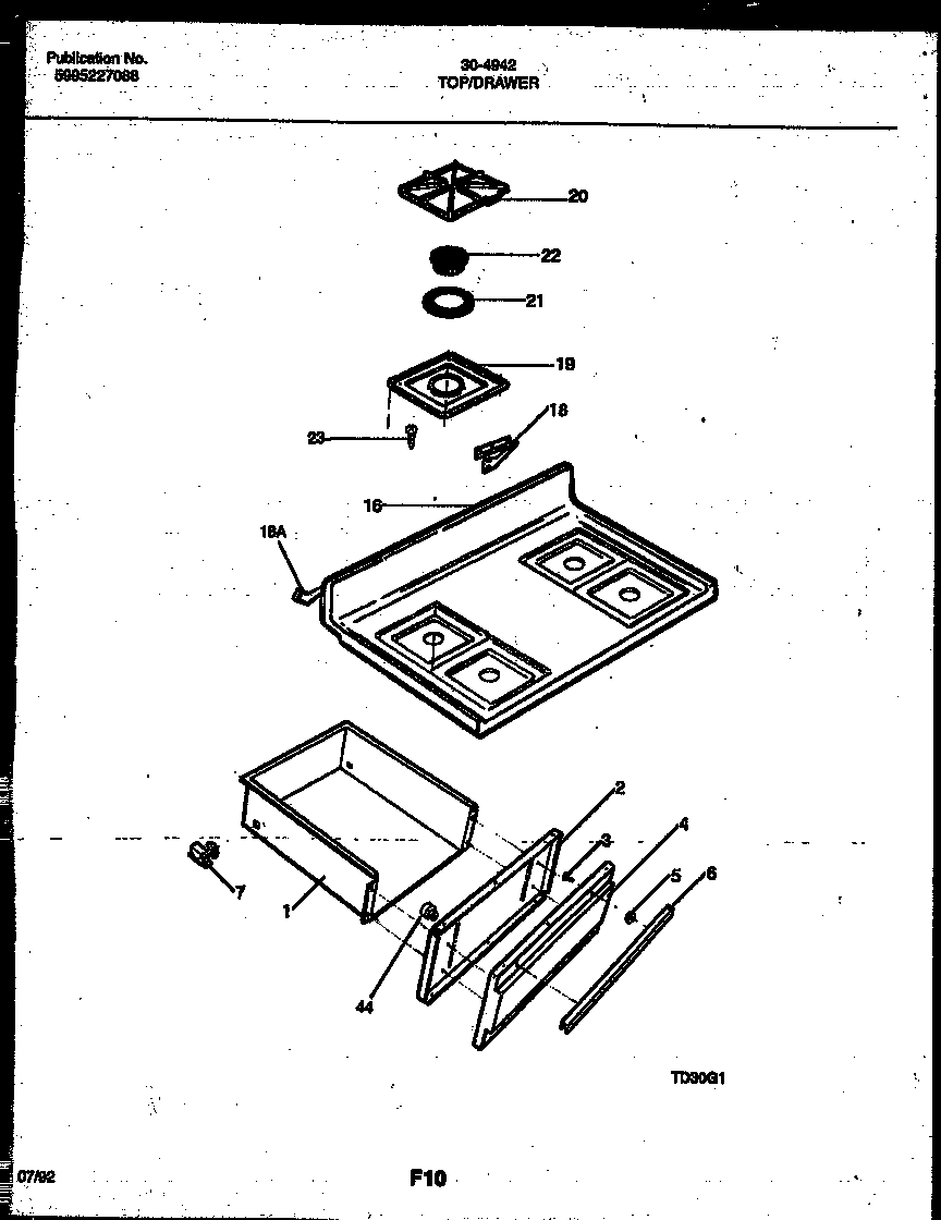 Cooktop and drawer parts