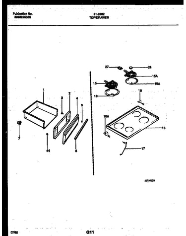 Cooktop and drawer parts