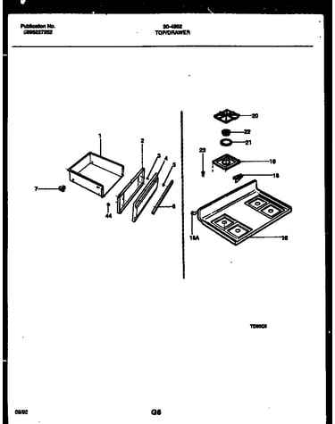 Cooktop and drawer parts