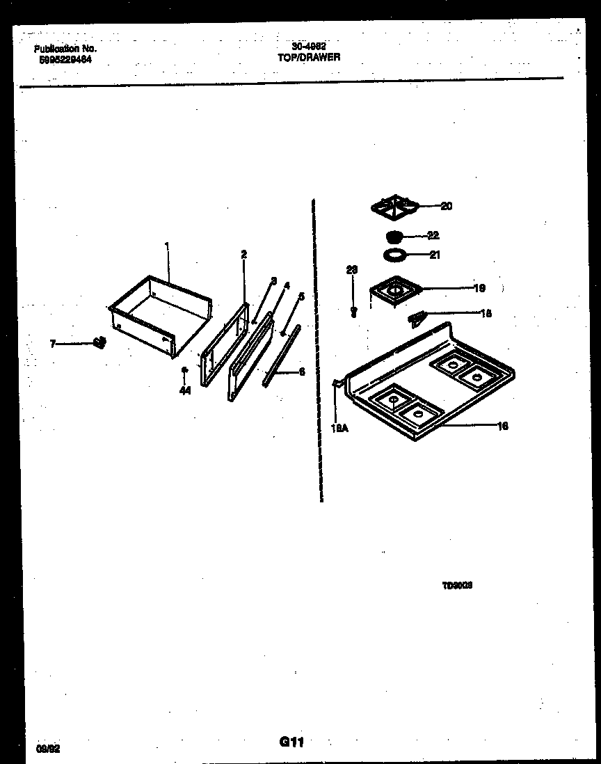 Cooktop and drawer parts