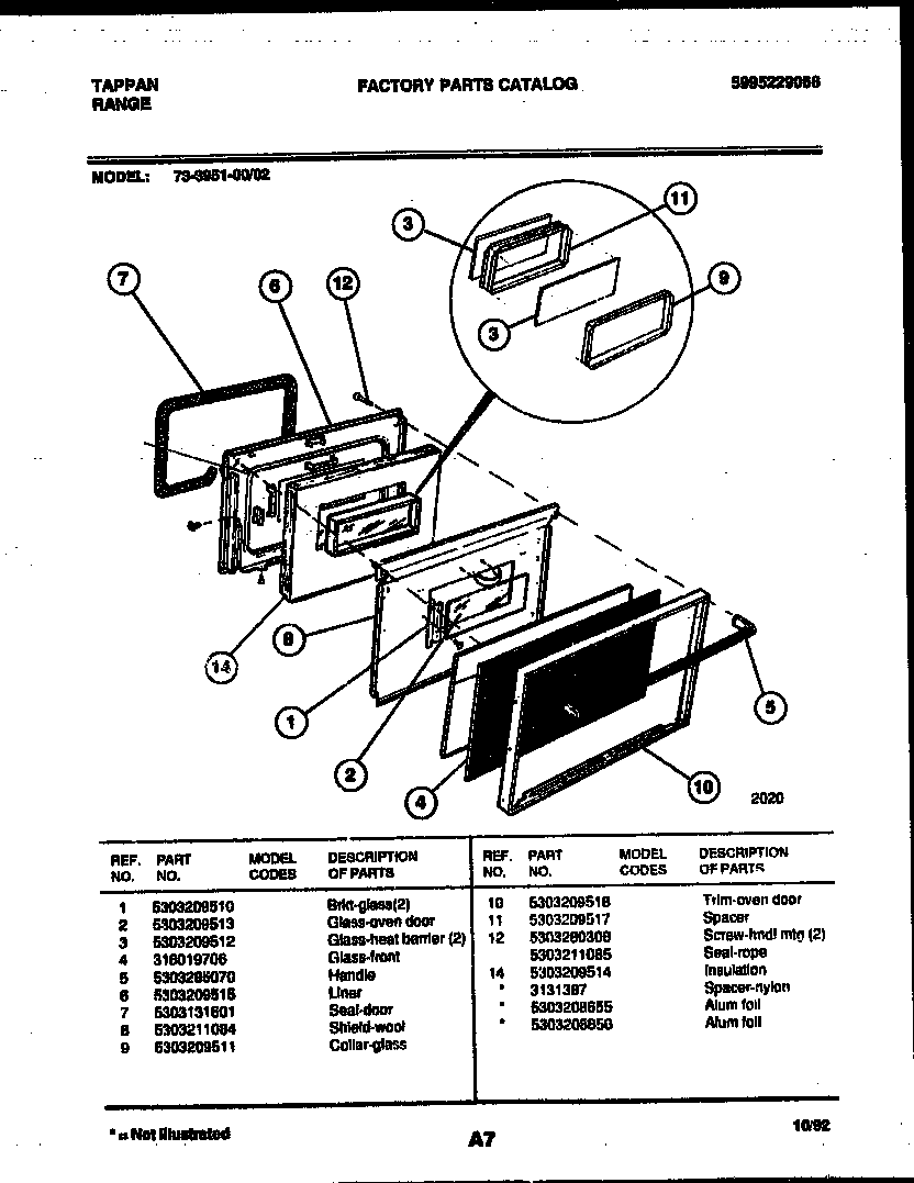 LOWER OVEN DOOR PARTS