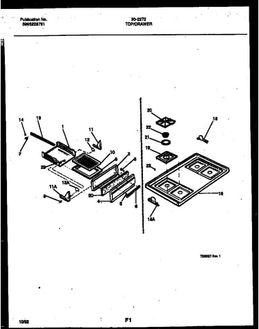 Cooktop and broiler drawer parts