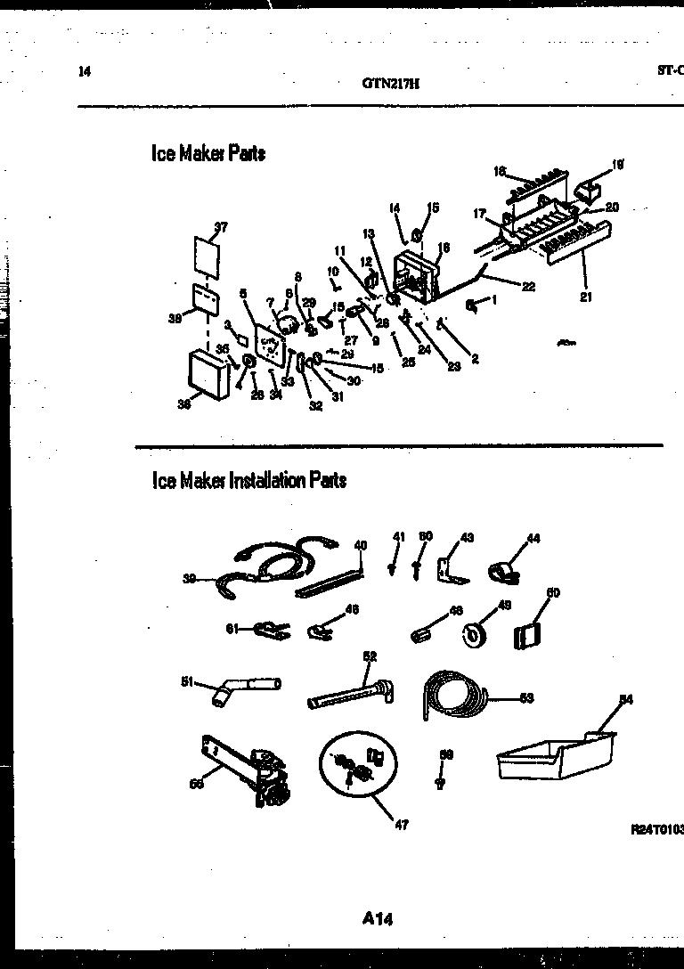 Ice maker and installation parts
