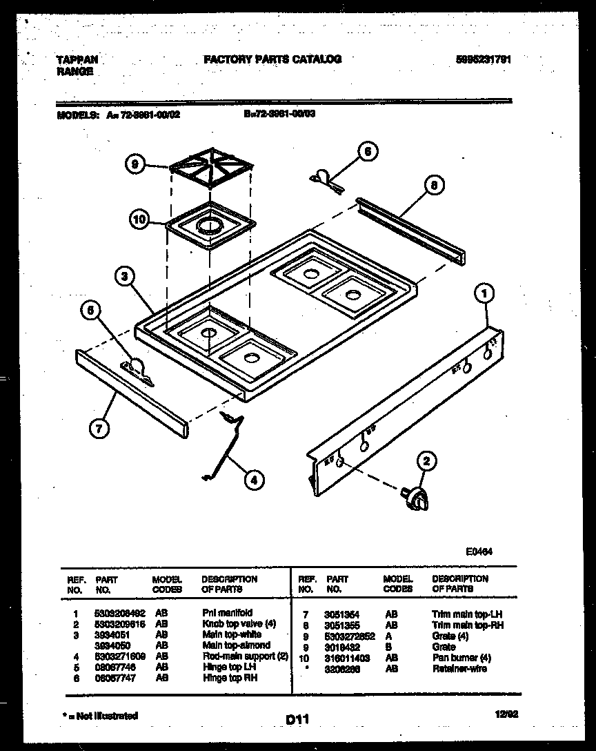 Cooktop parts