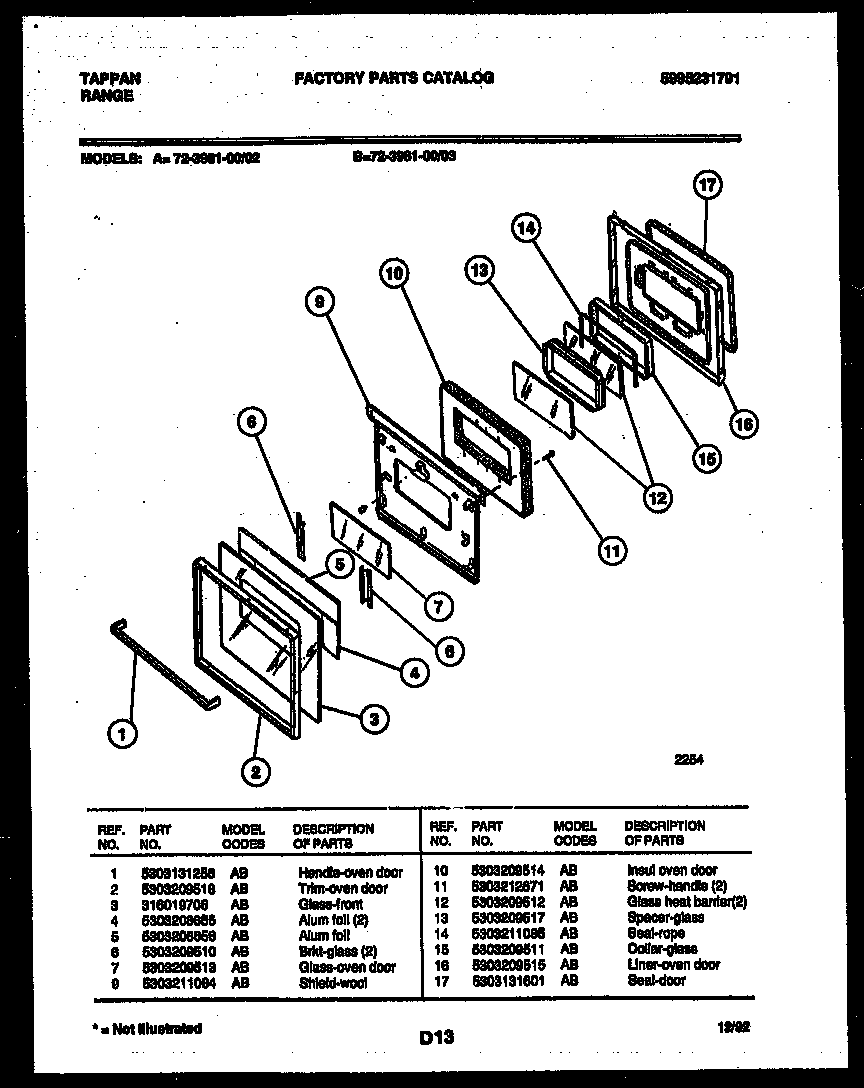 LOWER OVEN DOOR PARTS