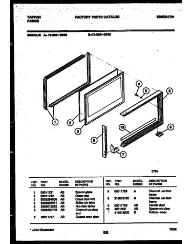 Upper oven door parts