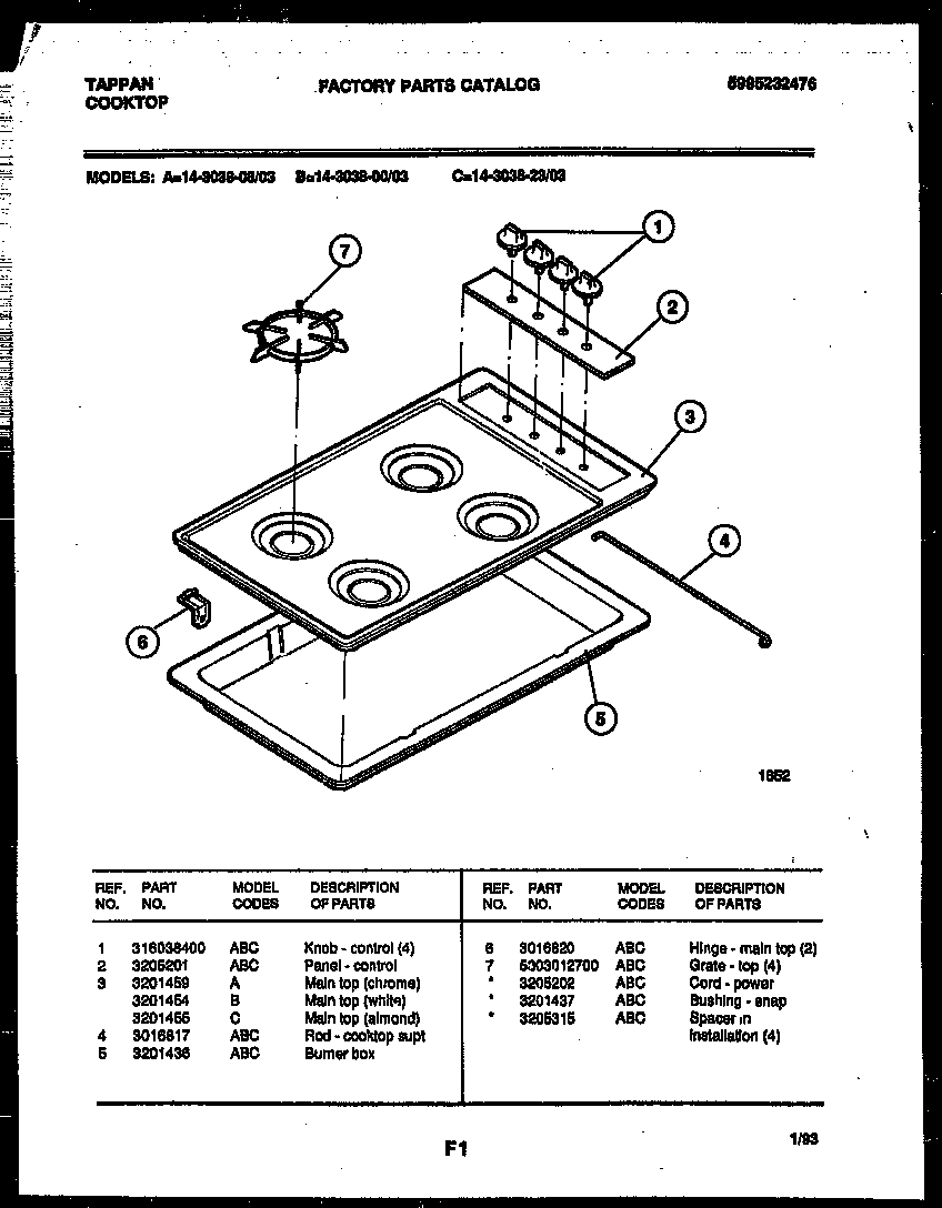 Cooktop parts