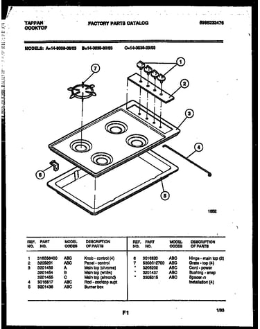 Cooktop parts