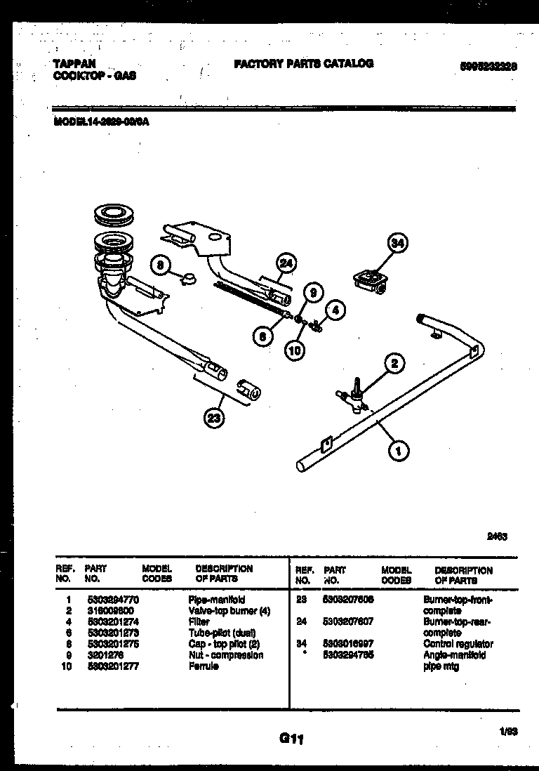 Burner, manifold and gas control