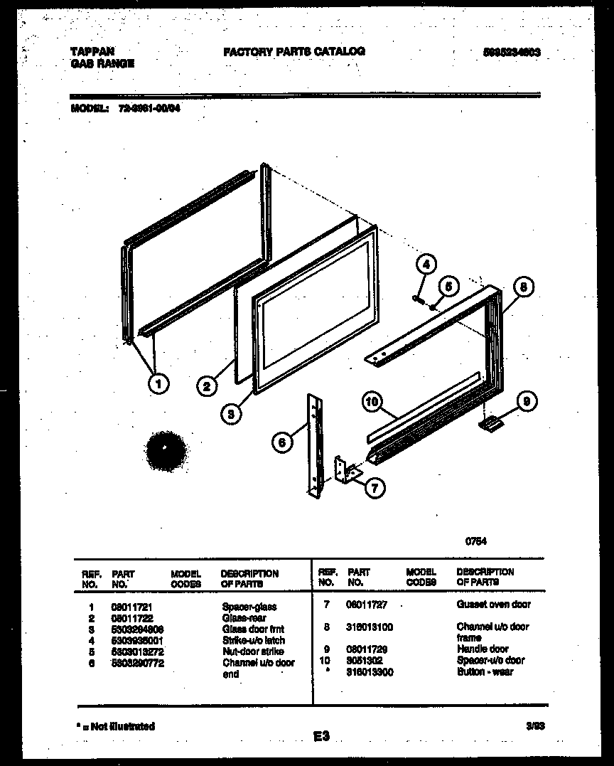 Upper oven door parts
