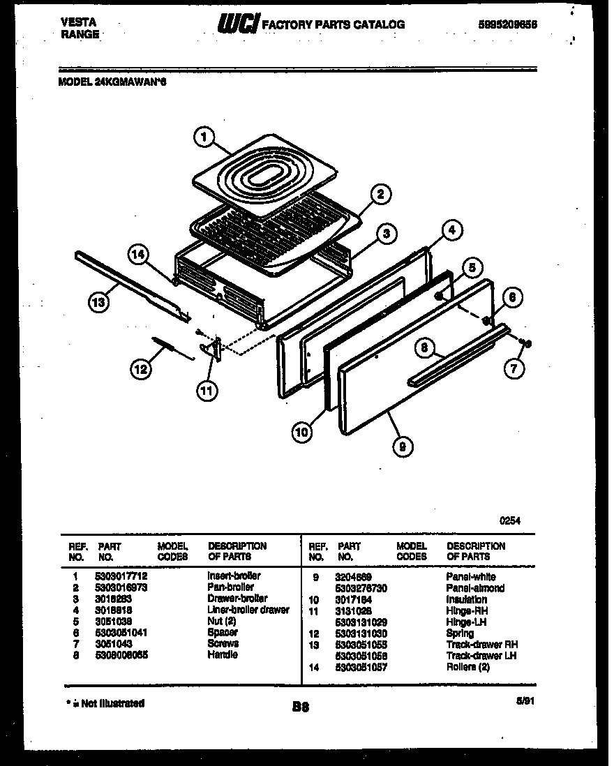 Broiler drawer parts