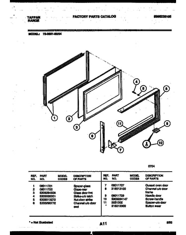 Upper oven door parts