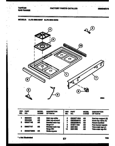 Cooktop parts