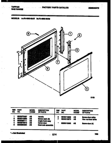 Upper oven door parts