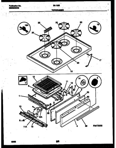 Cooktop and broiler drawer parts