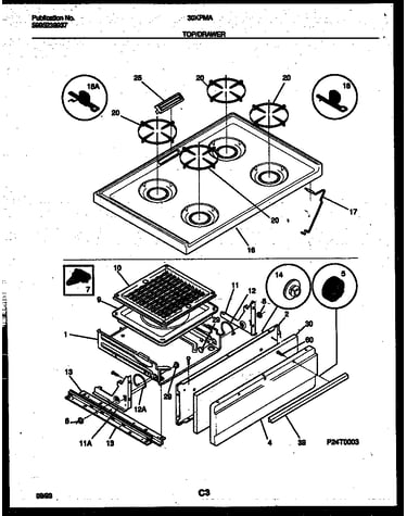 Cooktop and broiler drawer parts