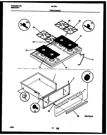 Cooktop and drawer parts