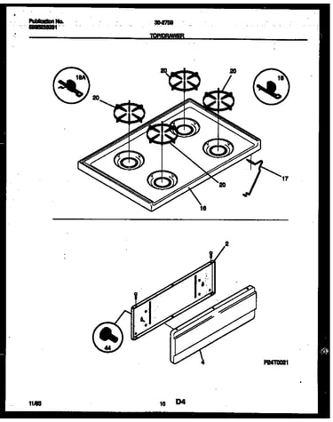 Cooktop and drawer parts