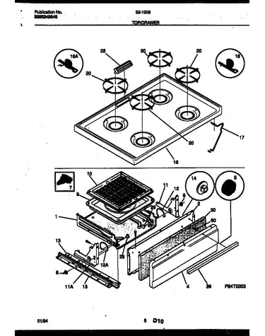 Cooktop and broiler drawer parts